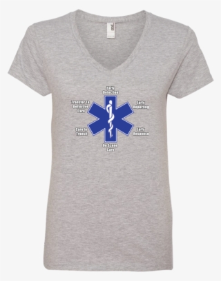 6 Points Of The Star Of Life Ladies' V Neck T Shirt - Star Of Life #8441799