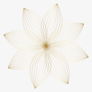 Gold Flower Decoration Transparent Clip Art Image - Line Art #8442535