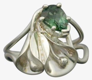 Calla Lily Ring With Green Tourmaline - Locket #8443195