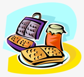 Vector Illustration Of Breakfast Batter Cake Waffle - Waffeleisen Clipart #8444956