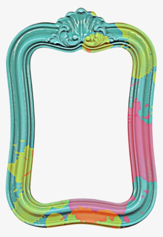 Green, Pink And Turquious Art Frames, Decorative Paper, - Picture Frame #8444999