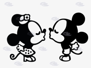 Free Mickey And Minnie Mouse Silhouette Clip Art - Dessin Mickey Et Minnie Kiss #8445238