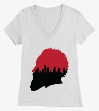 Harden Silhouette With Houston Skyline Women's V- - T-shirt #8446332