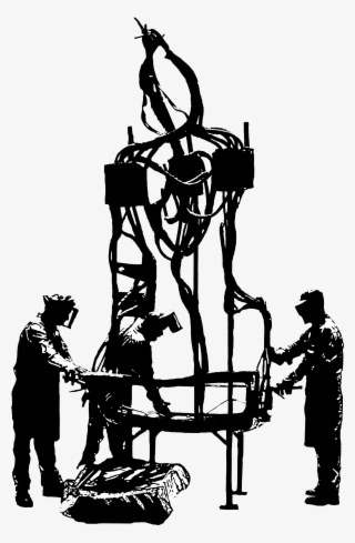 Silhouette Of Auto Workers Sculpture - Machine Tool #8446428