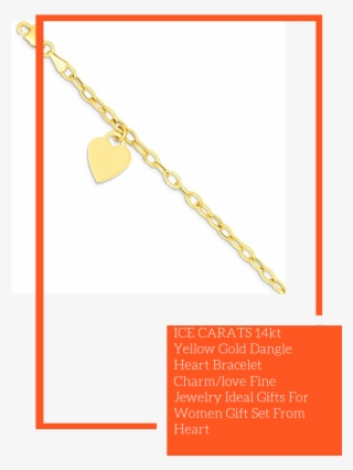 Ice Carats 14kt Yellow Gold Dangle Heart Bracelet Charm/love - Tan #8449802
