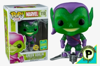 Green Goblin With Glider Translucent Glitter Glow In - Funko Pop Green Goblin 110 Sdcc 2016 #8450566