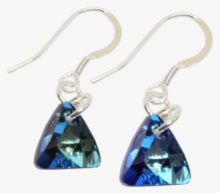 Swarovski Crystal Bermuda Blue Triangle Drop Earrings - Earrings #8452115