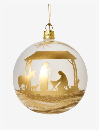 Glass Bauble Matt White With Nativity Motive, 10cm - Nativity Bauble #8456469