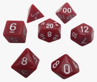 Red With White Numbers Set Of 7 Polyhedral Rpg Dice - Role-playing Game #8456507