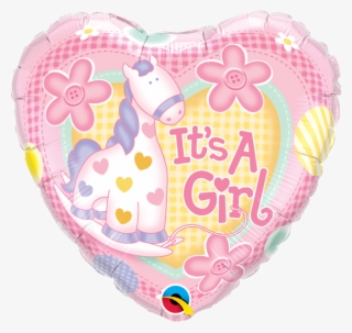 18'' It's A Girl Pony Balloon Helium - Pink Baby Shower Balloon #8458796