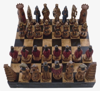 Vintage Mexican Hand Carved Boxed Chess Set - Chess #8459827