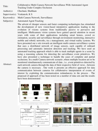 Collaborative Multi Camera Network Surveillance With - Document #8471171