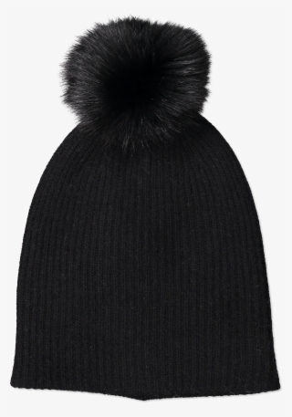 Fur Pom Pom Rib Beanie Black - Beanie #8474257