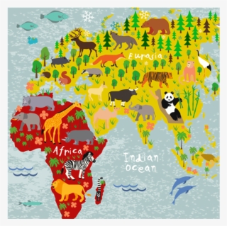 Animals World Map Puzzle #8474293