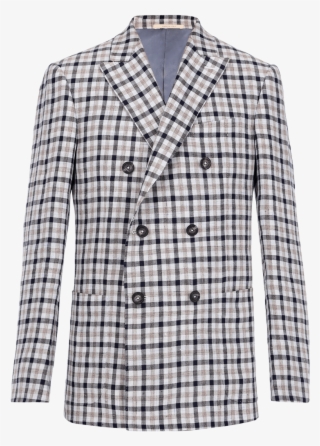 Checked Double-breasted Linen Dandy Jacket - Minot's Ledge Light #8476732