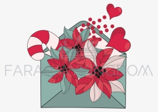 Warm Wishes Merry Christmas Cartoon Vector Illustration - Poinsettia #8477514