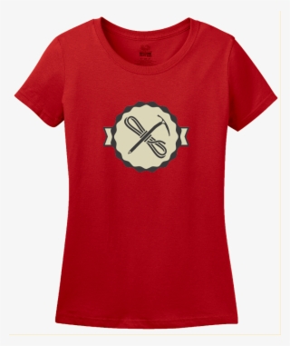 Ladies Red Mountain Ice Climbing Symbol - T-shirt #8488027