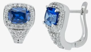 925 Silver Created Blue Topaz Earrings - Diamond #8498140