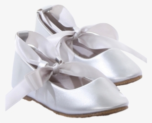 Silver Ballet Flats Girls Dress Shoes With Grosgrain #850518