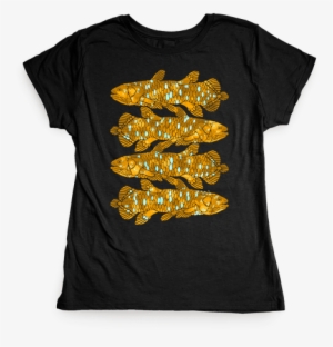 Geometric Jeweled Coelacanth Fish Womens T-shirt - T-shirt #852824