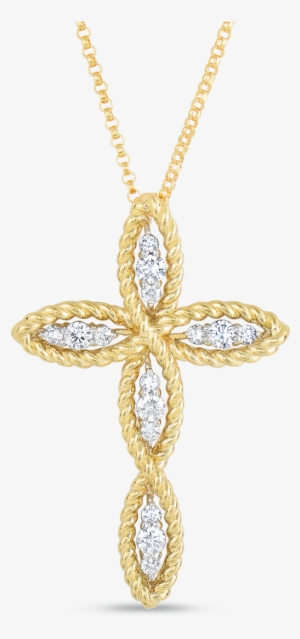 Roberto Coin Barocco 18k Yellow Gold And 18k - Cross Pendant With Diamonds #853091