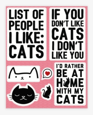 Cute Cat Sticker/decal Sheet - List Of People I Like: Cats Tote Bag: Funny Tote Bag #853345