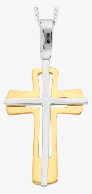 9ct Two Tone Gold Cross - Gold #853464