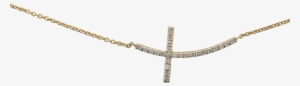 14k Yellow Gold Sideways Cross Diamond Necklace #853622