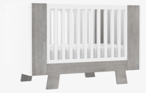 Pomelo Rustic Grey Walnut Modern Baby Crib - Grapefruit #854664