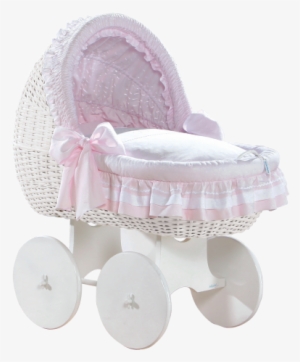 Vintage Wicker Crib With Fixed Hood - Pretty Moses Baskets #855250