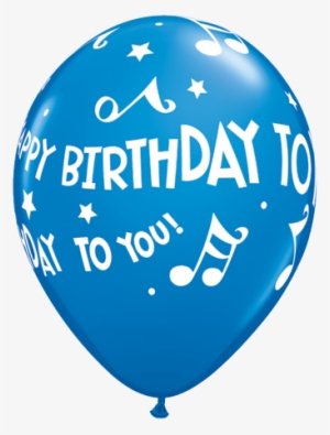 Bouquet Of 7 Latex Mn Hpy Bday Dark Blue Balloon - Happy Birthday To You Musical Notes #856704
