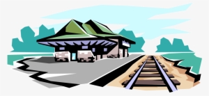 Vector Illustration Of Railway Train Passenger Station - Train Station Cartoon Transparent #856722