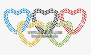 Olympic Rings In Heart Shape Hot-fix Rhinestone Transfer #857217