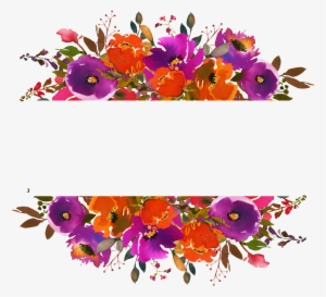 Hand Painted Orange Red Watercolor Flower Png Transparent - Watercolor Flowers Frame Orange #857555