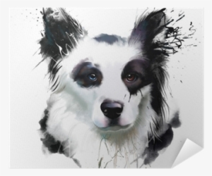 Watercolor Dog Portrait Of A Border Collie, Closeup - Collie #857800