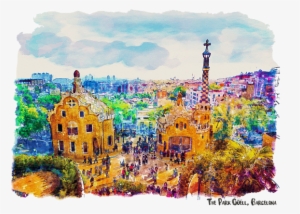 Bleed Area May Not Be Visible - Barcelona Park Guell Painting #859706
