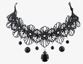 Los Encajes De Ganchillo Floral Gargantilla Con Forma - Black Lace Necklace Png Transparent #8500194