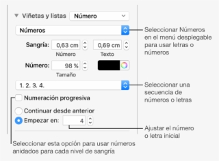 Controles Para Cambiar El Estilo De Numeración Y El - Pages Aufzählungszeichen #8511678