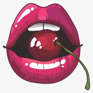 Adesivo Decorativo Boca Cereja - Cherry Lips Vector #8512901