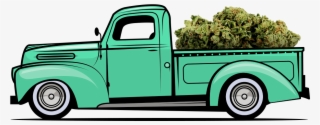 Concept Image Of Marijuana Delivery Shows Buds Piled - Classic Pickup Truck Vector #8514677