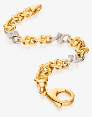 18ct Yellow Gold Bracelet With Three Diamond Set 'gc' - Chain #8519376