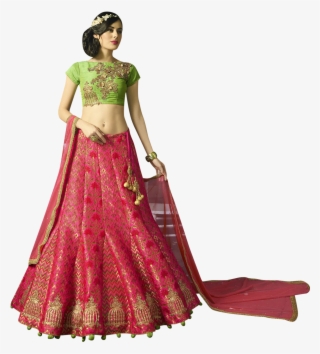 Pink And Green Party Lehenga #8519748