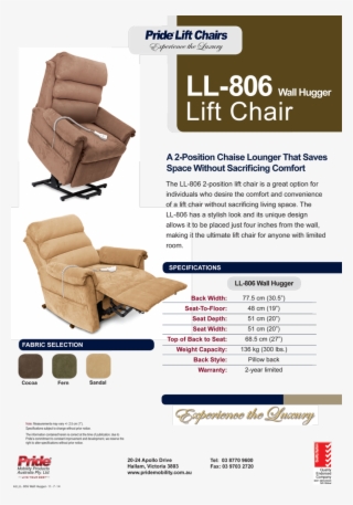 Pride 806 Wall Hugger Lift Chair - Recliner #8526789