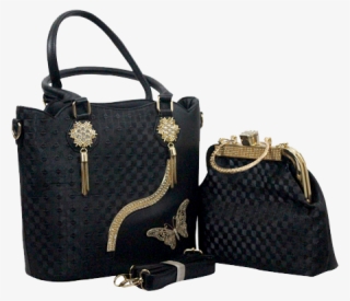 Two Piece Fancy Ladies Bag Black A - Shoulder Bag #8528606