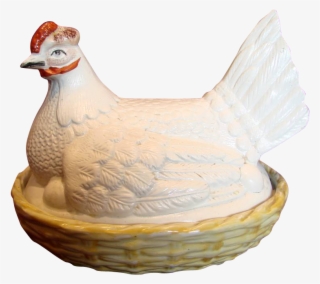 English Staffordshire Dudson White Hen Chicken On Nest - Chicken #8533600