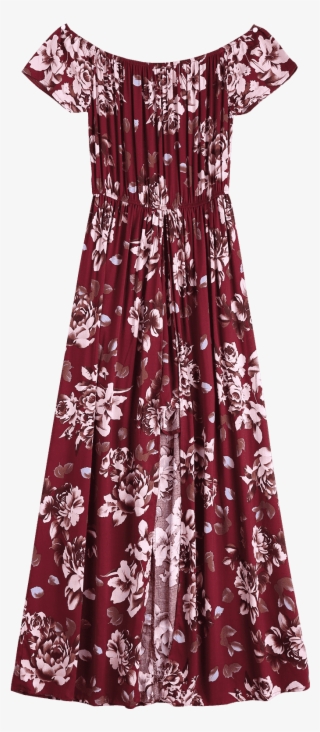 Wholesale Off The Shoulder Floral Print Asymmetric - Gown #8533695