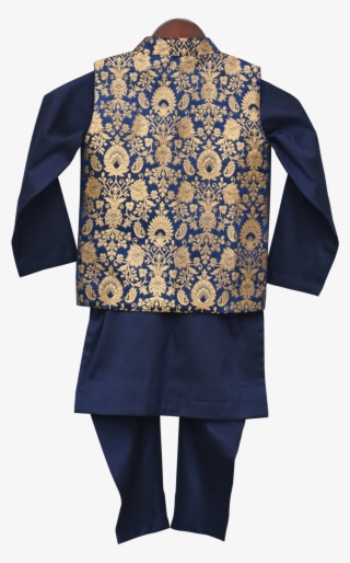 Load Image Into Gallery Viewer, Boys Blue Brocade Nehru - Silk #8539935