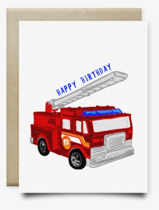 Fire Truck Kid's Happy Birthday Card - Fire Apparatus #8540067