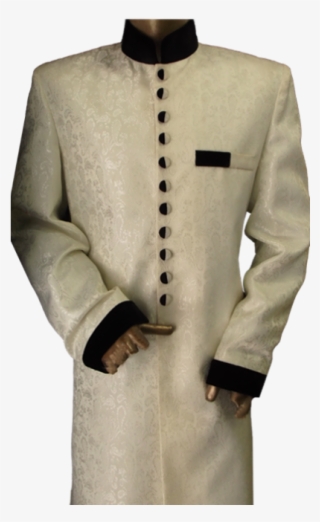 Pearl White Jacquard Sherwani Kurta - Overcoat #8540096