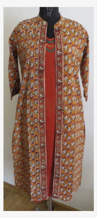 Hand Block Printed Ethnic Kalamkari Cape Kurta With - Day Dress #8540511